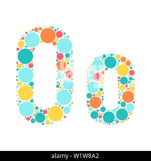 A letter of the alphabet from colored circles laid out by a cheerful mozayka. Vector font illustration. Stock Vector
