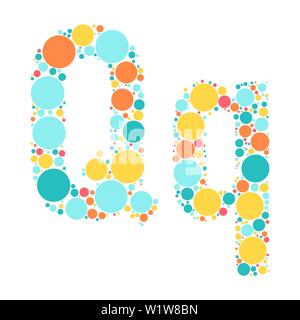 A letter of the alphabet from colored circles laid out by a cheerful mozayka. Vector font illustration. Stock Vector