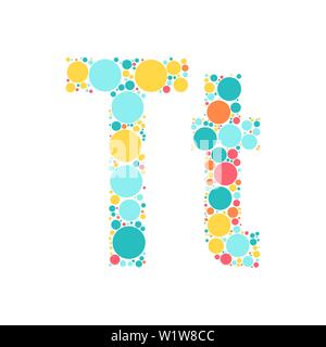 A letter of the alphabet from colored circles laid out by a cheerful mozayka. Vector font illustration. Stock Vector