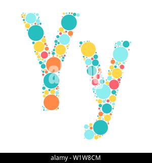 A letter of the alphabet from colored circles laid out by a cheerful mozayka. Vector font illustration. Stock Vector