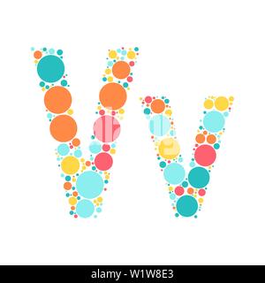 A letter of the alphabet from colored circles laid out by a cheerful mozayka. Vector font illustration. Stock Vector