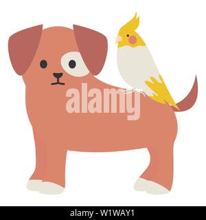 Vector File Bird Dogs little dog with bird adorables mascots characters vector illustration ...