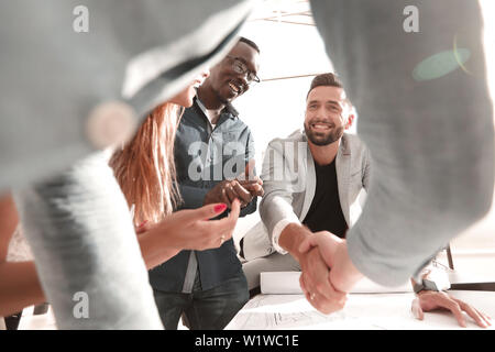 close up.architect and customer shaking hands Stock Photo