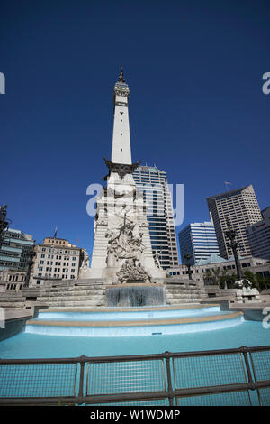 Indiana state soldiers and sailors monument in monument circle Indianapolis Indiana USA Stock Photo