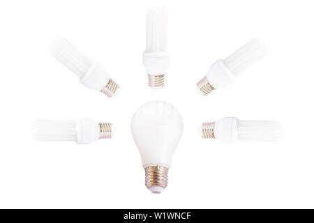 LED bulbs on a white background with clipping path. Stock Photo