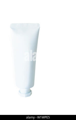 White cosmetic cream tube on a white background with clipping path. Stock Photo