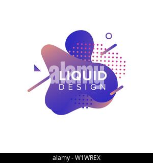 Color abstract liquid shape, fluid color overlap gradient background. Vector creative neon color design Stock Vector