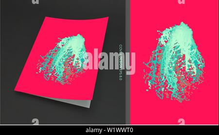 Array with dynamic particles. Vector sound wave. 3d technology style. Abstract background. Vector illustration. Stock Vector
