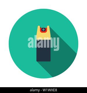 Pepper Spray Icon. Flat Circle Stencil Design With Long Shadow. Vector Illustration. Stock Vector