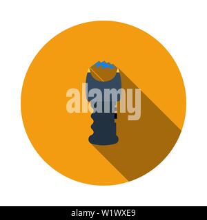 Stun Gun Icon. Flat Circle Stencil Design With Long Shadow. Vector Illustration. Stock Vector