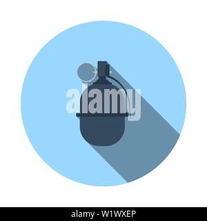 Attack Grenade Icon. Flat Circle Stencil Design With Long Shadow. Vector Illustration. Stock Vector