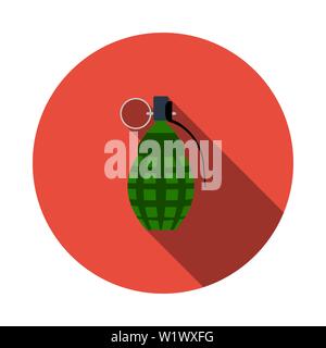 Defensive Grenade Icon. Flat Circle Stencil Design With Long Shadow. Vector Illustration. Stock Vector