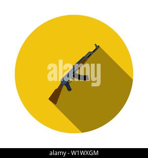 Russian Weapon Rifle Icon. Flat Circle Stencil Design With Long Shadow. Vector Illustration. Stock Vector