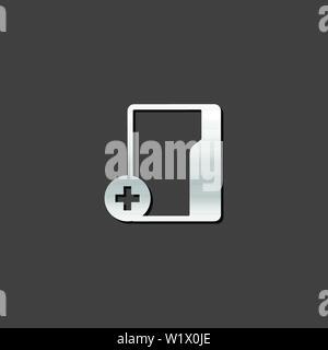 Folder icon in metallic grey color style. Computer files binder Stock Vector