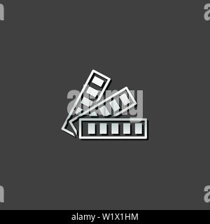 Color swatches icon in metallic grey color style. Printing publishing book Stock Vector