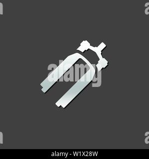 Bicycle suspension fork icon in metallic grey color style. Transportation sport cycling spare parts Stock Vector