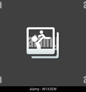 Photo frames icon in metallic grey color style. Holiday beach travel Stock Vector