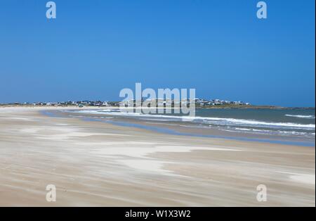 Fishing village Cabo Polonio with wide sandy beach at the Atlantic Ocean, Cabo Polonio National Park, Province Rocha, Uruguay Stock Photo