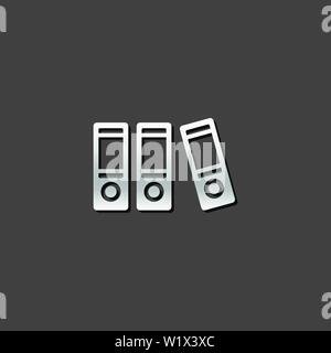 Office folder icon in metallic grey color style. File document arrange rack Stock Vector