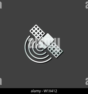 Satellite receiver icon in metallic grey color style.Data information technology Stock Vector