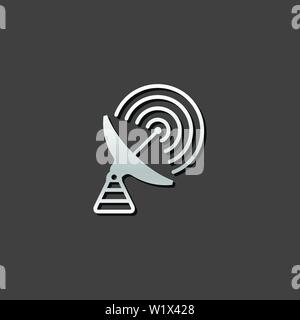 Satellite receiver icon in metallic grey color style.Data information technology Stock Vector