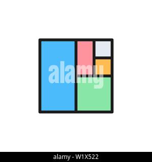 Vector golden ratio square flat color icon. Stock Vector