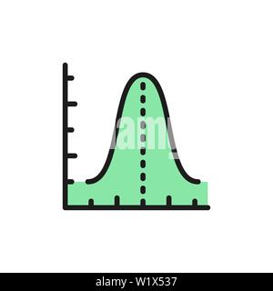 Gauss histogram function graph, parabola flat color icon. Stock Vector