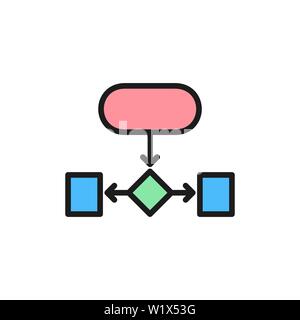 Hierarchical structure, auxiliary chart flat color icon. Stock Vector