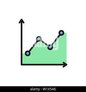 Trendy chart bar, growing graph flat color icon. Stock Vector