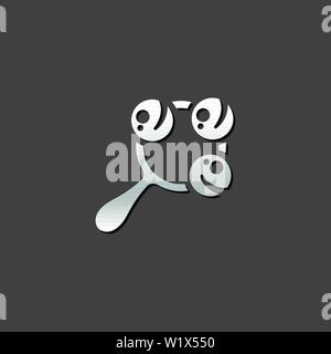 Baby toy icon in metallic grey color style.Newborn child happy ringing Stock Vector
