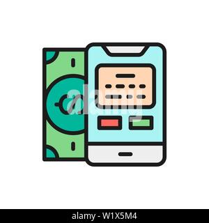 Vector payments methods, POS terminal, banking, credit card flat color line icon Stock Vector