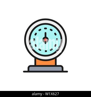 Vector low fuel, oil station pump flat color line icon. Stock Vector