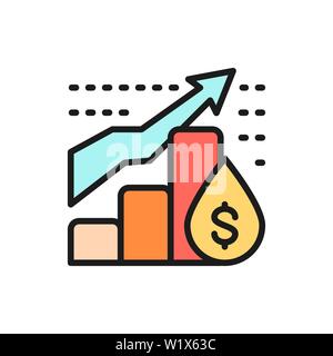 Vector oil price chart flat color line icon. Stock Vector
