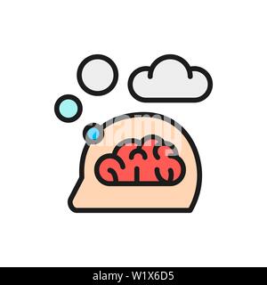 Vector think, thought, idea, mind, dream cloud, dialog flat color line icon. Stock Vector