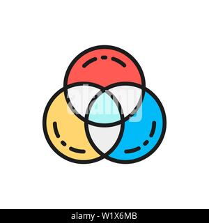 Vector RGB color, swatch palette flat color line icon. Stock Vector