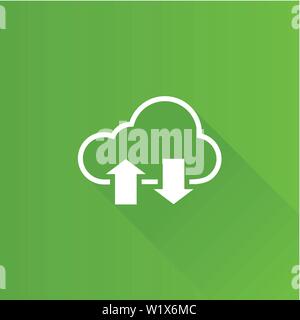 Cloud icon with arrows in Metro user interface color style.  Computing data storage Stock Vector
