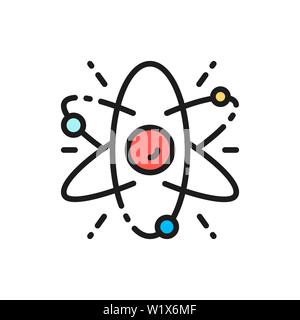 Vector atom, molecule, science flat color line icon. Stock Vector