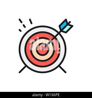 Vector target, goal flat color line icon. Stock Vector