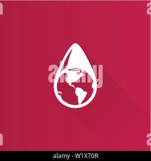 Earth water drop icon in Metro user interface color style. Climate change conservation Stock Vector