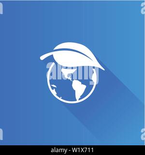 Globe with leaf icon in Metro user interface color style. Earth protection conservation Stock Vector