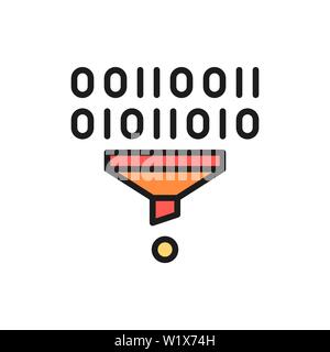 Vector filter, funnel, sorting, data tunnel flat color line icon. Stock Vector