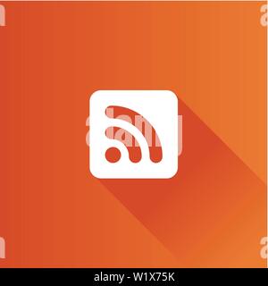 Cup icon with RSS symbol in Metro user interface color style.  Reader feed syndication Stock Vector