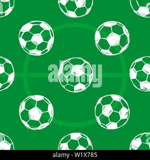 Football Soccer balls doodle seamless pattern. Vector illustration background. For print, textile, web, home decor, fashion, surface, graphic design Stock Vector