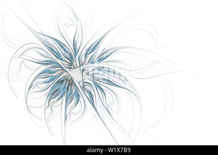 White blue abstract fractal on black background. Fantasy fractal ...
