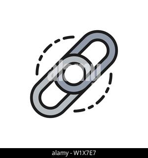 Vector chain, link, hyperlink flat color line icon. Stock Vector