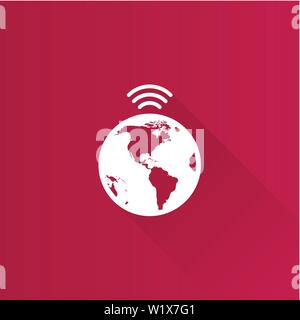 Wireless world icon in Metro user interface color style. Internet communication connection Stock Vector
