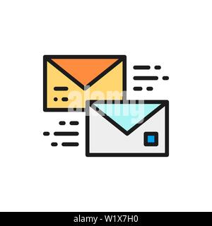 Vector letter, receive and send a message bubble, messaging flat color line icon Stock Vector