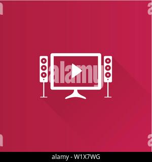 Home theater icon in Metro user interface color style. Entertainment movie family Stock Vector