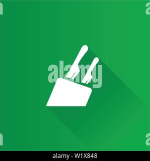 Knife holder icon in Metro user interface color style. Wooden block kitchen set Stock Vector