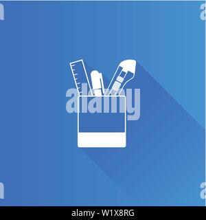 Pen pot icon in Metro user interface color style. Office supply writing Stock Vector